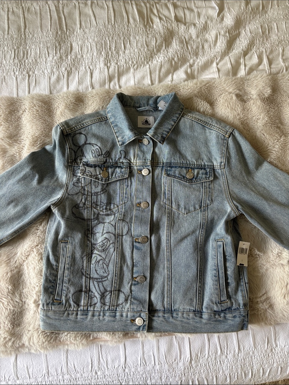 Disney Light Blue Denim Jean Jacket with Mickey Graphic